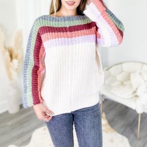 BRAND NEW NEVER WORN POL RAINBOW ROAD SWEATER IN SIZE SMALL